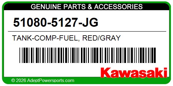 Kawasaki 51080-5127-JG Tank-Comp-Fuel, Red/Gray