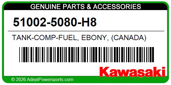 Kawasaki 51002-5080-H8 Tank-Comp-Fuel, Ebony, (Canada)