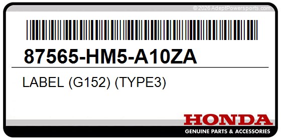 Honda 87565-HM5-A10ZA Label (G152) (Type3)