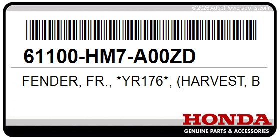 Honda 61100-HM7-A00ZD Fender, Fr., *Yr176*, (Harvest, Beige)