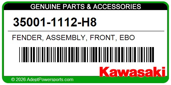 Kawasaki 35001-1112-H8 Fender, Assembly, Front, Ebo
