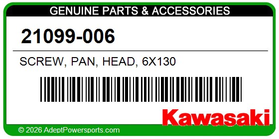 Kawasaki 21099-006 Screw, Pan, Head, 6X130