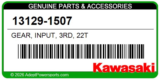 Kawasaki 13129-1507 Gear, Input, 3Rd, 22T