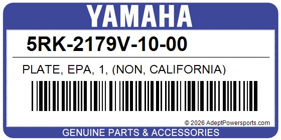 Yamaha 5RK-2179V-10-00 Plate, Epa, 1, (Non, California)