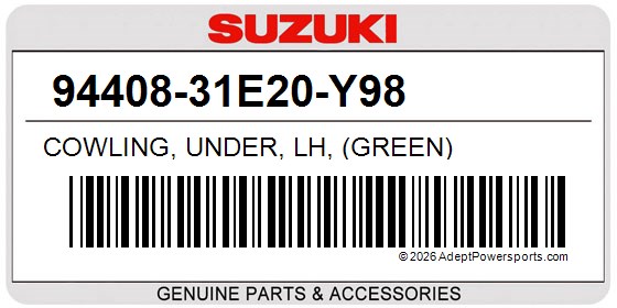 Suzuki 94408-31E20-Y98 Cowling, Under, Lh, (Green)