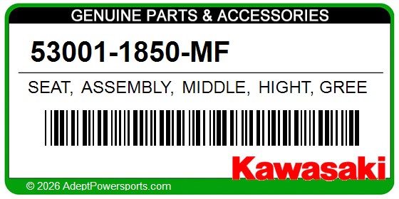 Kawasaki 53001-1850-MF Seat, Assembly, Middle, Hight, Green