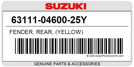 Suzuki 63111-04600-25Y Fender, Rear, (Yellow)
