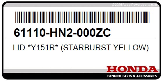 Honda 61110-HN2-000ZC Lid *Y151r* (Starburst Yellow)