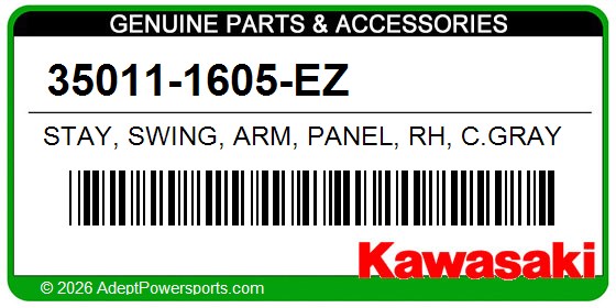 Kawasaki 35011-1605-EZ Stay, Swing, Arm, Panel, Rh, C.Gray