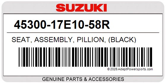 Suzuki 45300-17E10-58R Seat, Assembly, Pillion, (Black)