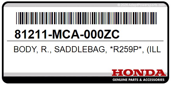 Honda 81211-MCA-000ZC Body, R., Saddlebag, *R259p*, (Illusion, Red)