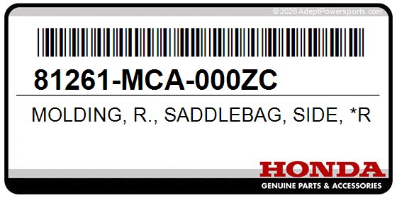 Honda 81261-MCA-000ZC Molding, R., Saddlebag, Side, *R259p*, (Illusion, Red)