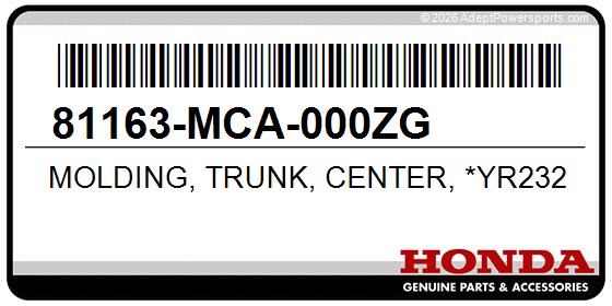 Honda 81163-MCA-000ZG Molding, Trunk, Center, *Yr232p*, (Pearl, Sunburst, Orange)