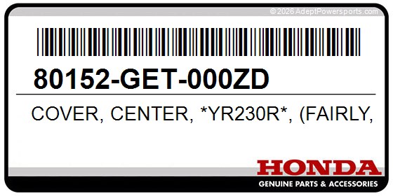 Honda 80152-GET-000ZD Cover, Center, *Yr230r*, (Fairly, Orange)