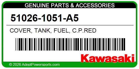 Kawasaki 51026-1051-A5 Cover, Tank, Fuel, C.P.Red