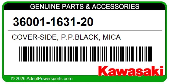 Kawasaki 36001-1631-20 Cover-Side, P.P.Black, Mica