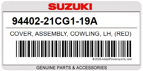 Suzuki 94402-21CG1-19A Cover, Assembly, Cowling, Lh, (Red)