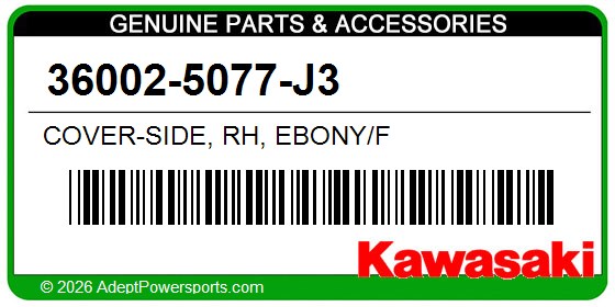 Kawasaki 36002-5077-J3 Cover-Side, Rh, Ebony/F