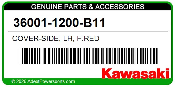 Kawasaki 36001-1200-B11 Cover-Side, Lh, F.Red