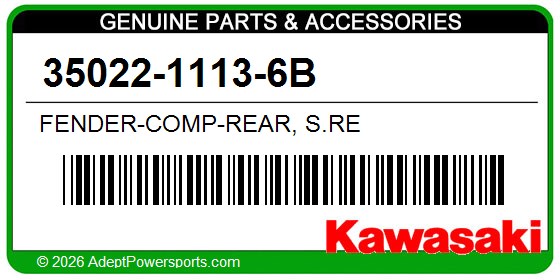 Kawasaki 35022-1113-6B Fender-Comp-Rear, S.Re