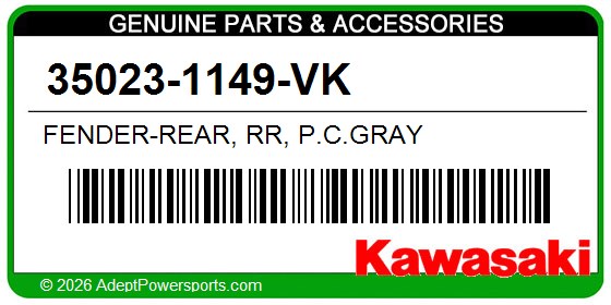 Kawasaki 35023-1149-VK Fender-Rear, Rr, P.C.Gray