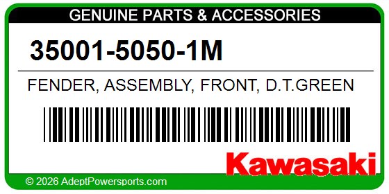 Kawasaki 35001-5050-1M Fender, Assembly, Front, D.T.Green
