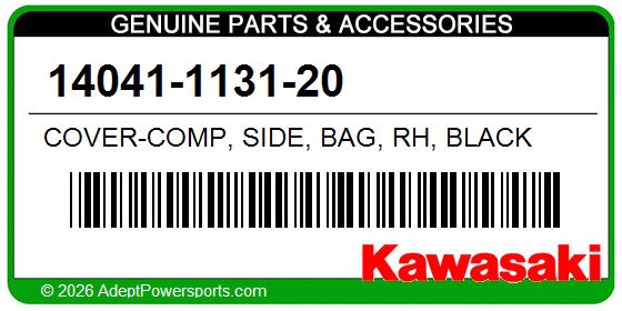 Kawasaki 14041-1131-20 Cover-Comp, Side, Bag, Rh, Black