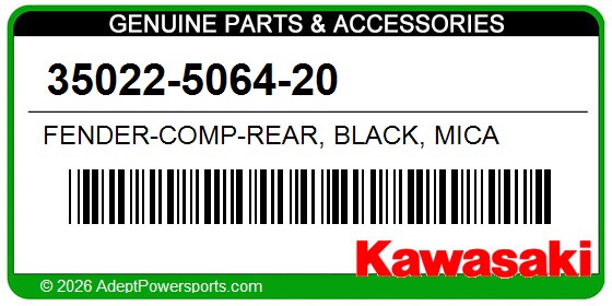 Kawasaki 35022-5064-20 Fender-Comp-Rear, Black, Mica