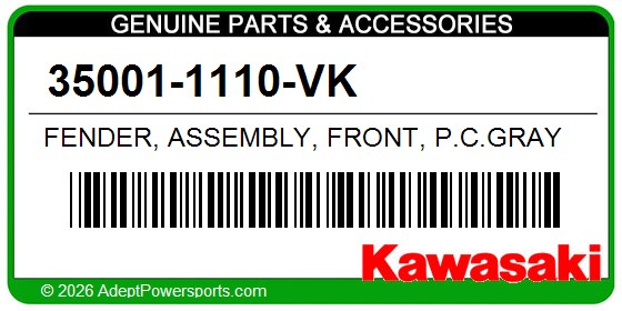 Kawasaki 35001-1110-VK Fender, Assembly, Front, P.C.Gray
