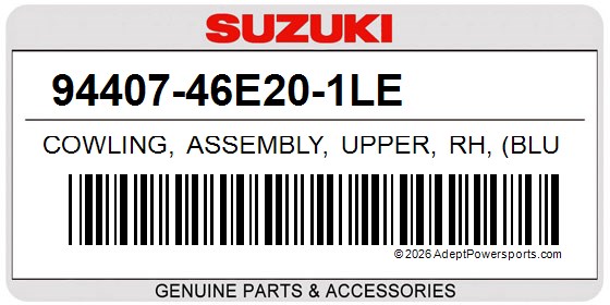 Suzuki 94407-46E20-1LE Cowling, Assembly, Upper, Rh, (Blue)