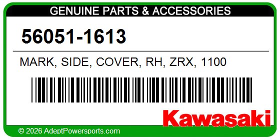 Kawasaki 56051-1613 Mark, Side, Cover, Rh, Zrx, 1100