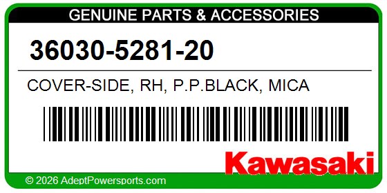 Kawasaki 36030-5281-20 Cover-Side, Rh, P.P.Black, Mica