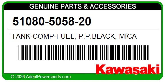 Kawasaki 51080-5058-20 Tank-Comp-Fuel, P.P.Black, Mica