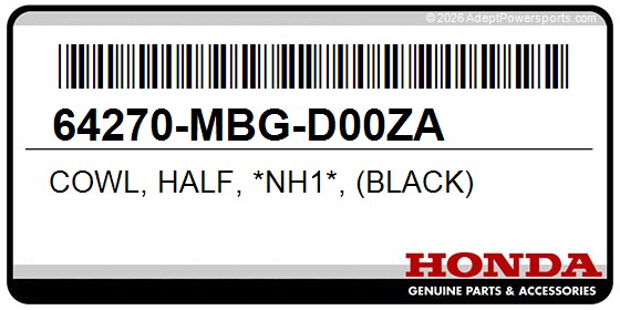 Honda 64270-MBG-D00ZA Cowl, Half, *Nh1*, (Black)