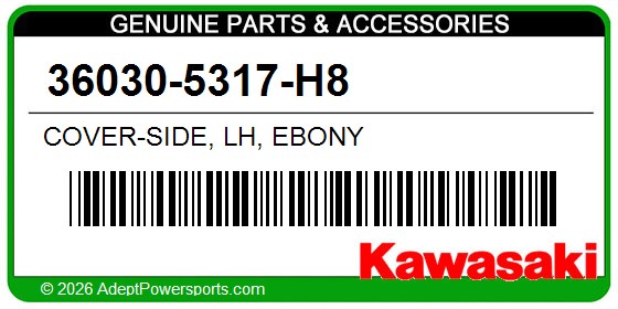 Kawasaki 36030-5317-H8 Cover-Side, Lh, Ebony