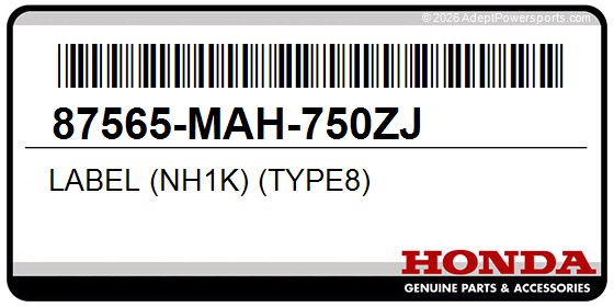 Honda 87565-MAH-750ZJ Label (Nh1k) (Type8)
