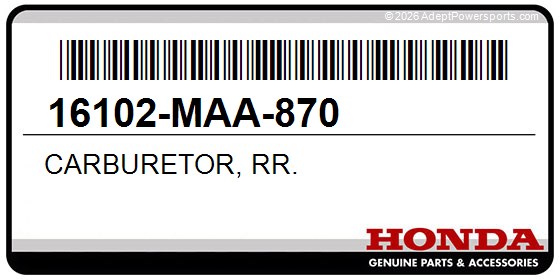 Honda 16102-MAA-870 Carburetor, Rr.