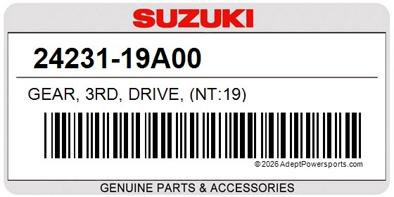 Suzuki 24231-19A00 Gear, 3Rd, Drive, (Nt:19)