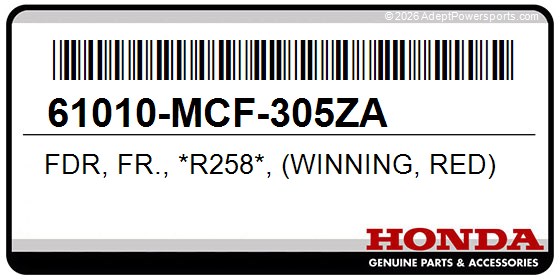 Honda 61010-MCF-305ZA Fdr, Fr., *R258*, (Winning, Red)