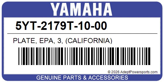 Yamaha 5YT-2179T-10-00 Plate, Epa, 3, (California)