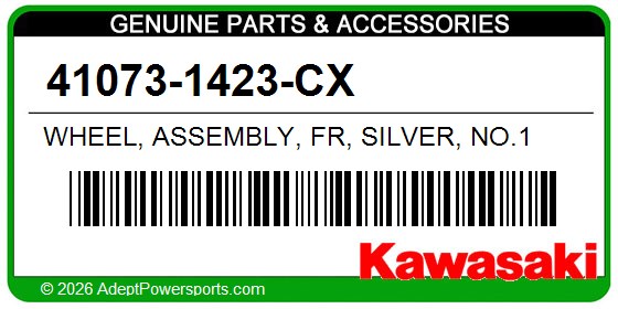 Kawasaki 41073-1423-CX Wheel, Assembly, Fr, Silver, No.1