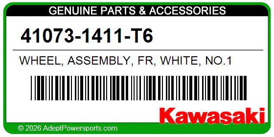 Kawasaki 41073-1411-T6 Wheel, Assembly, Fr, White, No.1