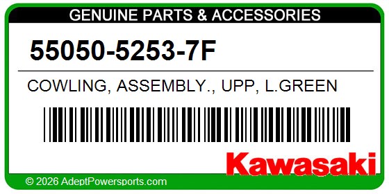 Kawasaki 55050-5253-7F Cowling, Assembly., Upp, L.Green