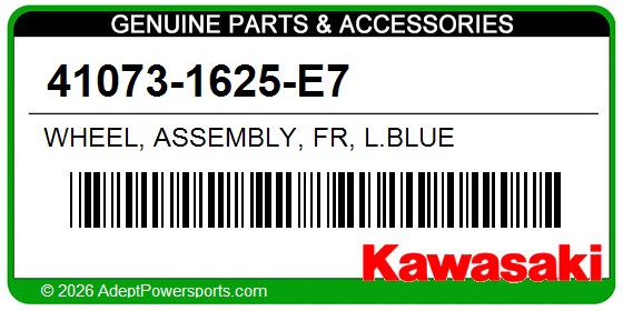 Kawasaki 41073-1625-E7 Wheel, Assembly, Fr, L.Blue