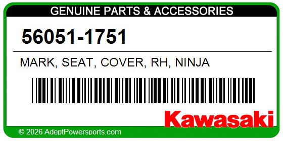 Kawasaki 56051-1751 Mark, Seat, Cover, Rh, Ninja
