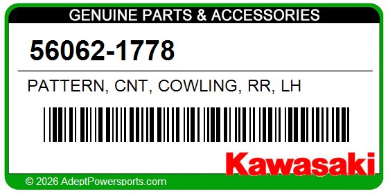 Kawasaki 56062-1778 Pattern, Cnt, Cowling, Rr, Lh