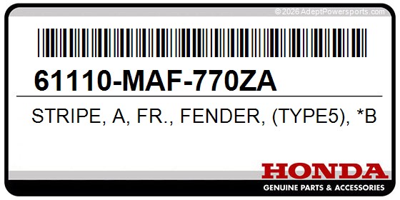 Honda 61110-MAF-770ZA Stripe, A, Fr., Fender, (Type5), *Bg101g*, (Pearl, Bermuda, Green)