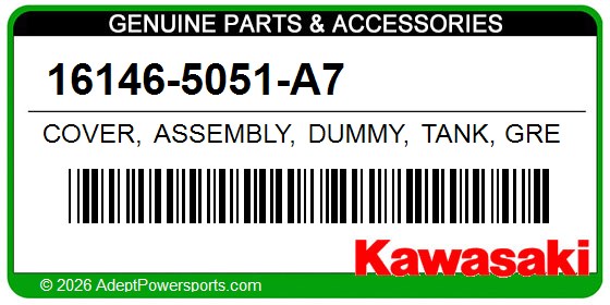 Kawasaki 16146-5051-A7 Cover, Assembly, Dummy, Tank, Green/Black