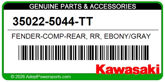 Kawasaki 35022-5044-TT Fender-Comp-Rear, Rr, Ebony/Gray