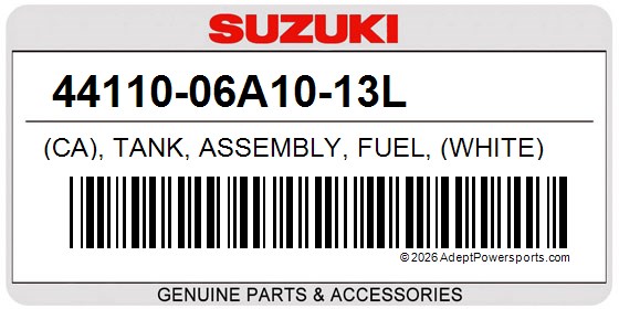 Suzuki 44110-06A10-13L (Ca), Tank, Assembly, Fuel, (White)